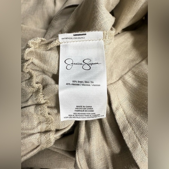JESSICA SIMPSON Khaki Wide Leg Linen blend cargo pants size M - Picture 9 of 14
